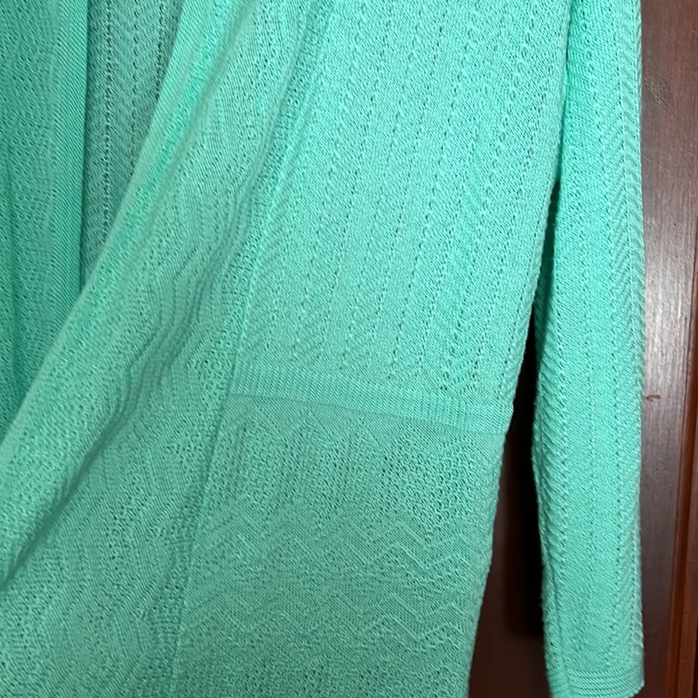 Studio Works Light Aqua Open Cardigan Size Small - Picture 3 of 12